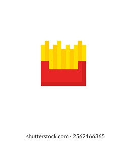 French fries pixel style icon in square shape design on white background