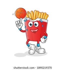 French fries playing basket ball mascot. cartoon vector