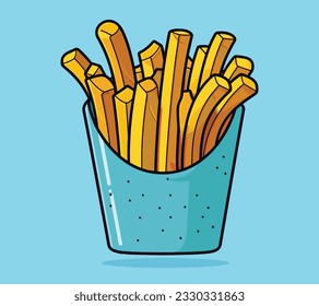 French fries potato box, flat style vector illustration
