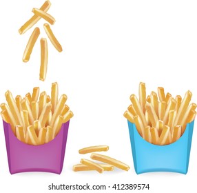 French Fries Potato in Bucket.vector