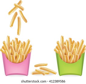 French Fries Potato in Bucket.vector