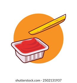 Patata frita francesa de rápido con salsa de inmersión Vector de alimentos Diseño en elemento de ilustración de estilo de arte de dibujos animados para contenido perfecto para el negocio de comida rápida logotipo de marca de embalaje editable