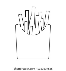 French fries potato stick. Continuous one line drawing. Fast food