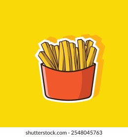 French fries, potato fries stick sticker cartoon design