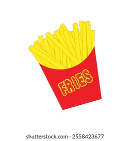 French fries
. Potato sticks isolated on white. Vector illustration for fast food snack, street food