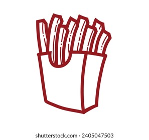 French fries potato sticks vector illustration flat design outline art