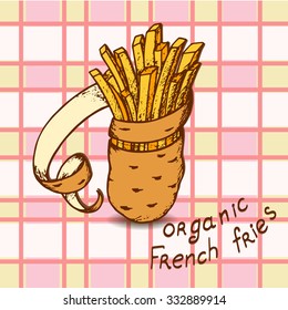 French fries potatoes in labeled organic fries