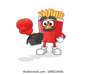 French fries prank with glove in box cartoon. cartoon mascot vector