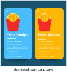 French Fries Recipe App Interface Design