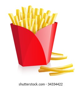 French fries in a red box