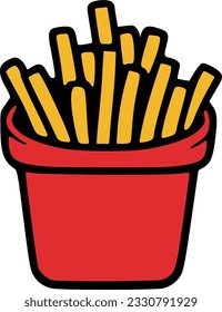 French fries in red box isolated vector illustration