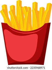 French fries in red box vector illustration