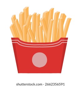 French fries in red box vector illustration. Cartoon style french fries icon