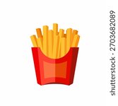 French Fries in Red Container: Fast Food Icon Illustration
