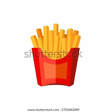 French Fries in Red Container: Fast Food Icon Illustration