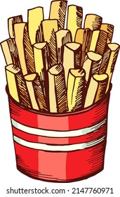 French fries red pack. Tasty potato snack