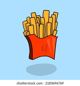 Vector de paquete rojo Fries francés con diseño de ilustración simple