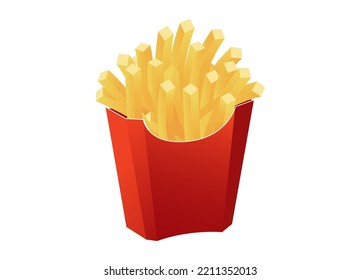 French fries in Red paper Isolated on white background, French fries logo design, Delicious french fries. realistic style vector illustration