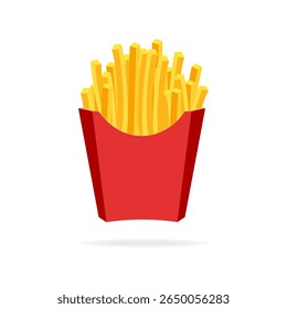 french fries in red paper pack.  Cartoon Vector illustration.