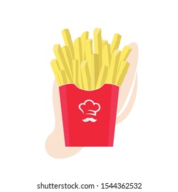French fries in red paper package
