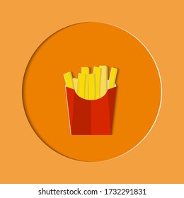 French Fries in red Paper Packaging Bags isolated on background.French fries with salt in a paper bag. Vector illustration