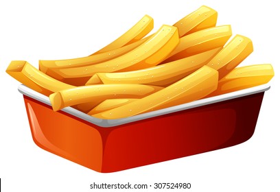 French fries in red tray illustration