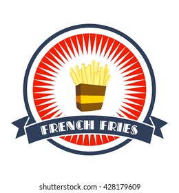 french fries restaurant theme badge label