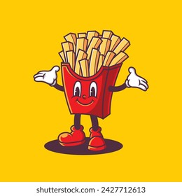 French Fries Retro Cartoon Character