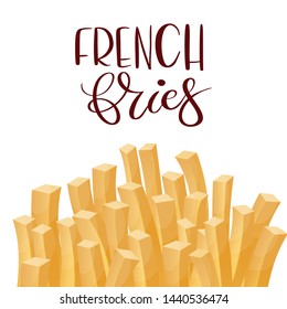 French fries. Roasted potato chips in deep fat fry oil potatoes. Fast food. Vector illustration.