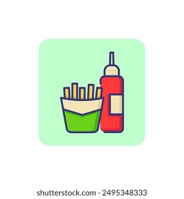 French fries and sauce line icon. Fast food, snack, fat food. Restaurant concept. Vector illustration can be used for topics like food, unhealthy eating, menu