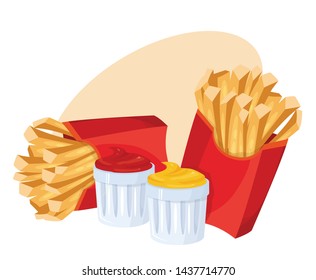 french fries and sauce vector illustration