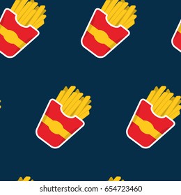 French Fries seamless food pattern. Fast food and eating concept.