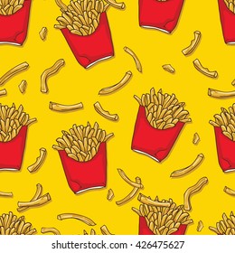 French Fries seamless pattern