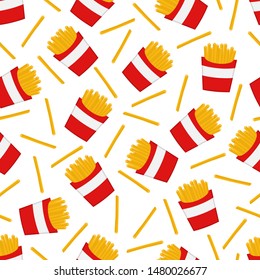 French Fries Seamless Pattern Background Vector Design