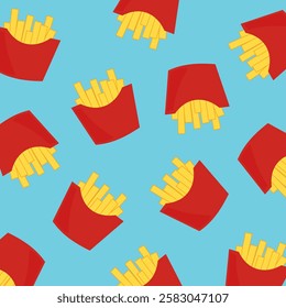 French Fries seamless pattern. seamless pattern French fries background. pattern french fries. Perfect for design menu cafe, bistro, restaurant, label and packaging