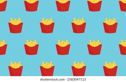 French Fries seamless pattern. seamless pattern French fries background. pattern french fries. Perfect for design menu cafe, bistro, restaurant, label and packaging
