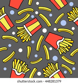 French fries. seamless pattern. Endless texture can be used for wallpaper, pattern fills, web page background,textures.for printing on fabric, paper, scrapbooking