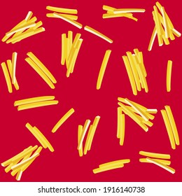 Patrón de papas fritas sin soldadura con fondo rojo para el diseño de moda