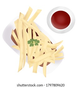 french fries served with tomato sauce
