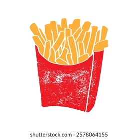 French fries set. Potato sticks itextured on white. Vector illustration for fast food snack, street food