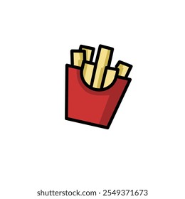 French Fries with simple colour vector art