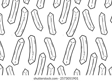 French fries simple minimalist and cute seamless pattern. Pommes frites doodle pattern. For packaging and banner design. Fry potato. Fast food design
