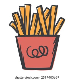 French fries. Simple Vector Hand Drawn Illustration for Sticker, Print, Icon