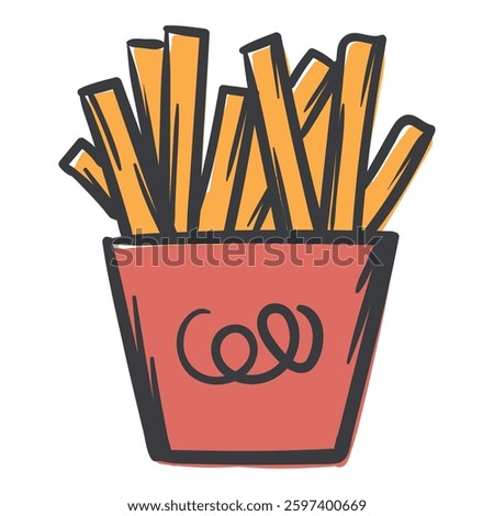 French fries. Simple Vector Hand Drawn Illustration for Sticker, Print, Icon
