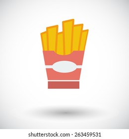 French fries. Single flat icon on white background. Vector illustration.