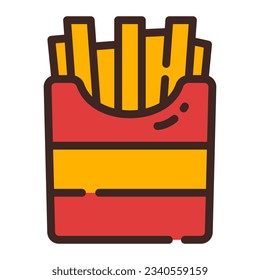 French Fries Snack Simple Line Icon Symbol Logo