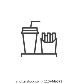 French fries and soda drink outline icon. linear style sign for mobile concept and web design. Fast food simple line vector icon. Symbol, logo illustration. Pixel perfect vector graphics