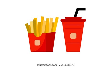 French fries and soda icon vector. French fries and soda isolated on white background. 