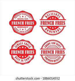 French fries stamps vector design collection