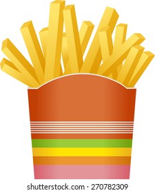 French fries in striped packaging
